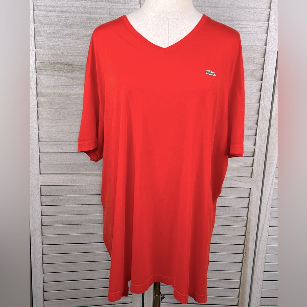 LACOSTE Men's 100% Pima Cotton V Neck Tee Red-9 (4X)